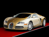AUT 02 RK0115 01
2008 Bugatti Veyron 16.4 Grand Sport Roadster Gold And White 3/4 Front View Studio