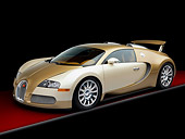 AUT 02 RK0117 01
2008 Bugatti Veyron 16.4 Grand Sport Roadster Gold And White 3/4 Front View Studio