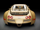 AUT 02 RK0123 01
2008 Bugatti Veyron 16.4 Grand Sport Roadster Gold And White Rear View Studio