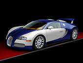 AUT 02 RK0126 01
2008 Bugatti Veyron 16.4 Grand Sport Roadster Blue And Silver 3/4 Front View Studio