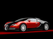 AUT 02 RK0127 01
2008 Bugatti Veyron 16.4 Grand Sport Roadster Red And Black 3/4 Front View Studio