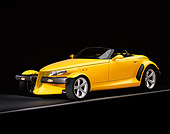 AUT 03 RK0007 07
1999 Plymouth Prowler Roadster Yellow 3/4 Side View On Gray Line Studio