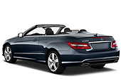AUT 05 IZ0042 01
2011 Mercedes-Benz E550 Convertible Dark Gray 3/4 Rear View On White Seamless