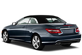 AUT 05 IZ0043 01
2011 Mercedes-Benz E550 Convertible Dark Gray 3/4 Rear View On White Seamless