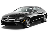 AUT 05 IZ0072 01
2013 Mercedes-Benz CLS63 AMG Sedan Black 3/4 Front View On White Seamless