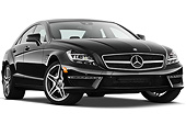 AUT 05 IZ0074 01
2013 Mercedes-Benz CLS63 AMG Sedan Black 3/4 Front View On White Seamless