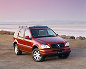 AUT 05 RK0173 04
2000 Mercedes-Benz ML430 Burgundy 3/4 Front View On San By Water