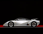 AUT 05 RK0311 06
1991 Mercedes Lotec C1000 Silver Side View On Red Floor Gray Line Studio