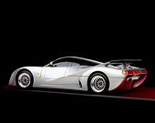 AUT 05 RK0313 05
1991 Mercedes Lotec C1000 Silver 3/4 Rear View On Red Floor Gray Line Studio