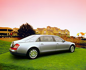 AUT 05 RK0360 02
2004 Maybach 62 Sedan Two-Tone Silver 3/4 Rear View On Grass