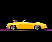 AUT 05 RK0481 03
1957 Mercedes-Benz 190SL Convertible Yellow Profile View On Gray Line Purple Floor Studio