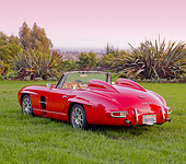 AUT 05 RK0591 01
1955 Mercedes-Benz 300 SLR Red 3/4 Rear View On Grass By Trees