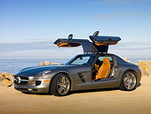 AUT 05 RK0597 01
2010 Mercedes-Benz Gullwing Gray 3/4 Front View On Beach