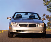 AUT 05 RK0046 03
1998 Mercedes-Benz SLK Kompressor Convertible Silver Head On Shot On Pavement Blue Sky