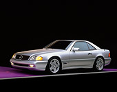 AUT 05 RK0078 01
1997 Mercedes-Benz 500SL Sport Silver 3/4 Side View On Purple Floor Gray Line Studio