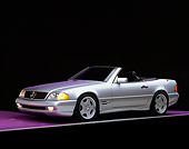 AUT 05 RK0080 02
1997 Mercedes-Benz 500SL Sport Silver 3/4 Side View On Purple Floor Gray Line Studio