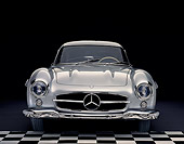 AUT 05 RK0232 07
1955 Mercedes-Benz 300SL Gullwing Silver Head On Checkered Floor Studio
