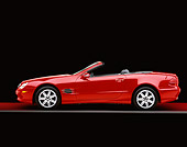 AUT 05 RK0278 03
2003 Mercedes SL500 Red Convertible Profile On Red Floor Gray Line Studio