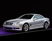 AUT 05 RK0284 05
2003 Mercedes SL55 AMG Roadster Silver 3/4 Front View On Purple Floor Gray Line Studio