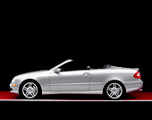 AUT 05 RK0388 07
2005 Mercedes-Benz CLK55 Convertible Silver Profile View On Red Floor Gray Line Studio