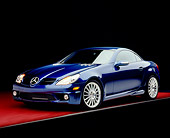 AUT 05 RK0406 18
2005 Mercedes SLK55 Roadster Blue 3/4 Front View On Red Floor Gray Line Studio