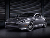 AUT 06 BK0005 01
2012 Aston Martin DB9 Gray 3/4 Front View In Studio By Steel Door