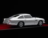 AUT 06 RK0010 04
1964 Aston Martin DB5 Silver Rear 3/4 View On Red Floor Gray Line Studio