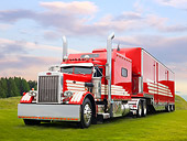 AUT 07 BK0011 01
1970 Peterbilt Big Rig Model 358A Red 3/4 Front View On Grass