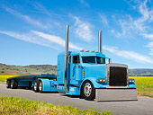 AUT 07 RK0217 01
2004 Peterbilt 379 Baby Blue 3/4 Front View On Pavement By Meadow