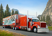 AUT 07 RK0239 01
1991 Mack Superliner Burnt Orange 3/4 Front View On Road In Mountains