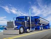 AUT 07 RK0395 01
2007 Peterbilt 379 Midnight Saphire 3/4 Front View On Road By Ocean