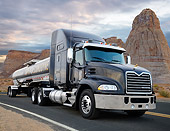 AUT 07 RK0413 01
2013 Mack Pinnacle Super Econodyne Black 3/4 Front View On Road In Desert