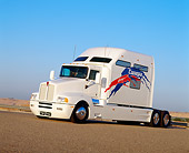 AUT 07 RK0003 11
Canepa Kenworth Semi Truck White 3/4 Front View On Pavement Blue Sky
