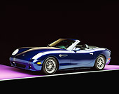 AUT 08 RK0022 07
2000 Panoz Esperante Prototype Blue 3/4 Side View On Purple Floor Gray Line Studio