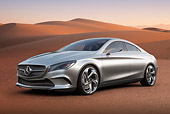 AUT 09 BK0033 01
Mercedes-Benz Coupe Concept Silver 3/4 Front View On Sand By Dunes