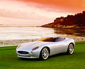 AUT 09 RK0373 05
Jaguar F-Type Roadster Concept Car Silver 3/4 Front View On Grass By Water Filtered