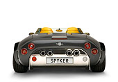 AUT 09 RK0860 01
2005 Spyker C12 La Turbie Spyder Gray Low Rear View Shot White Seamless