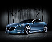 AUT 09 RK1240 01
Mazda Shinari Concept Blue 3/4 Front View With Studio Background
