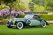 AUT 09 RK1252 01
1955 Bentley Speed 8 Concept Green 3/4 Side View On Grass By Garden And Trees