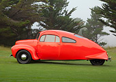 AUT 09 RK1254 01
1937 Airomobile Orange Profile View On Grass By Trees