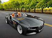 AUT 09 RK1259 01
BMW 328 Homage Concept Black 3/4 Front View On Road By Trees And Vineyard