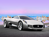 AUT 09 RK1276 01
Jaguar C-X75 Hybrid Concept Silver 3/4 Front View On Pavement By Icy Water
