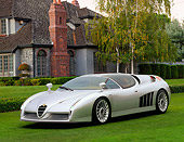 AUT 09 RK1296 01
Alfa Romeo Scighera Concept Car Silver 3/4 Front On Grass By House