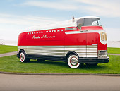 AUT 09 BK0002 01
1940 GM Futurliner Concept Bus Red And White 3/4 Front View On Grass