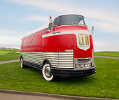 AUT 09 BK0003 01
1940 GM Futurliner Concept Bus Red And White 3/4 Front View On Grass