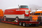 AUT 09 BK0004 01
1940 GM Futurliner Concept Bus Red And White 3/4 Front View On Trailer