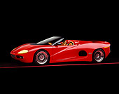 AUT 09 RK0108 03
1994 Red Disegno Di Bizzarrini 3/4 Front View On Red Line Headlights On Studio