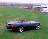 AUT 09 RK0331 03
Jaguar XK180 Convertible Concept Car Green 3/4 Rear Overhead On Grass