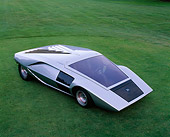 AUT 09 RK0364 05
1970 Lancia Stratos Zero Prototype Bertone Overhead Front 3/4 View On Grass