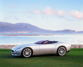 AUT 09 RK0380 03
Jaguar F-Type Concept Roadster Silver 3/4 Side View On Grass By Water Mountains